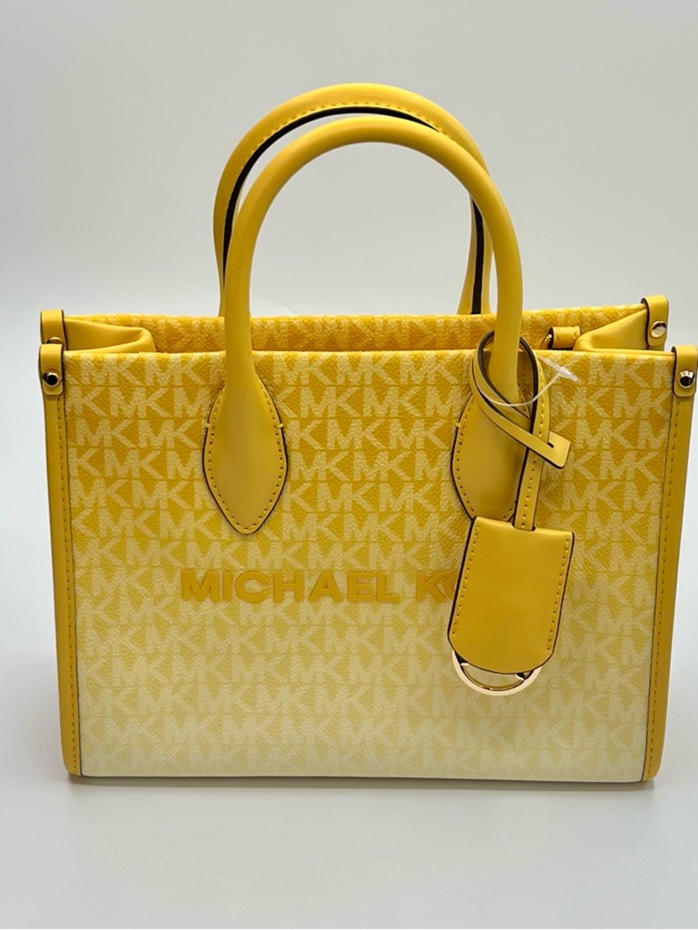 Michael Kors Mirella Small Satchel in Daisy Yellow Leather & Canvas